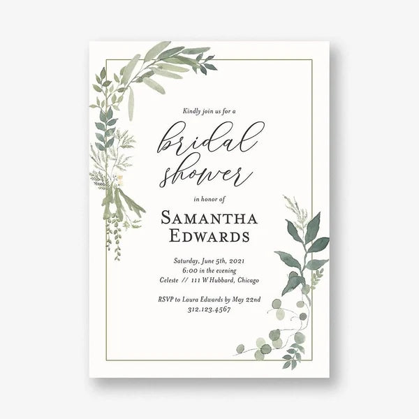 Verdant Wreath Bridal Shower Invitation