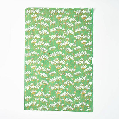 Gold Dandelions on Mint Handmade Paper