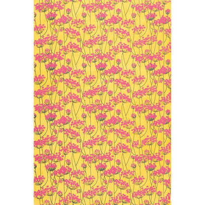 Bright Pink Floral on Yellow Handmade Paper