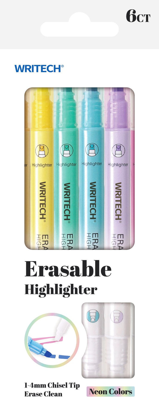 Neon Erasable Highlighters S/6