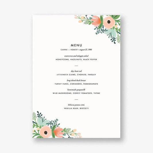 Wrapped in Wildflowers Menu