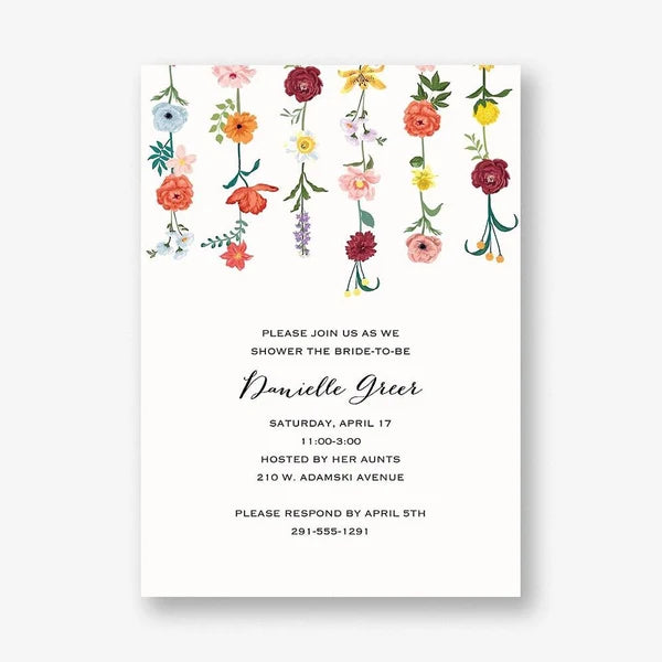 Hanging Florals Bridal Shower Invitation
