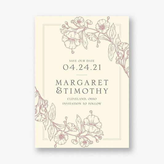 Blossom Border Save The Date Card