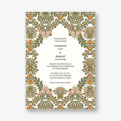 Floral Damask Wedding Invitation