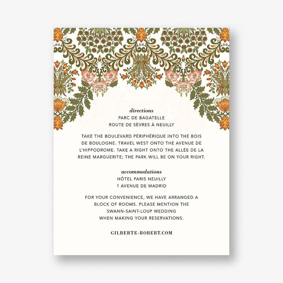Floral Damask Wedding Invitation