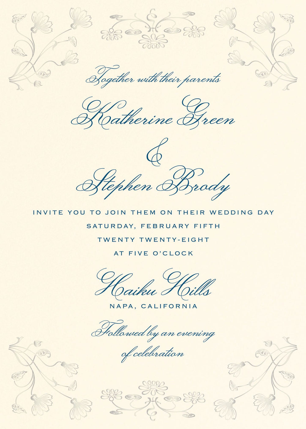 Nouveau Poppy Foil Wedding Invitation