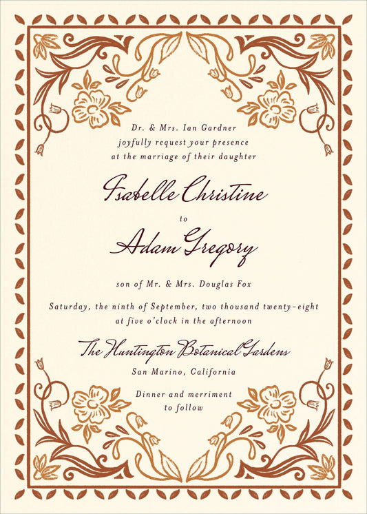 Ornamental Autumn Wedding Invitation 19.50
