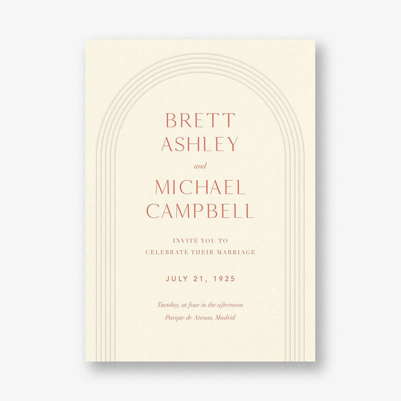 Embossed Arc on Cream Wedding Invitation