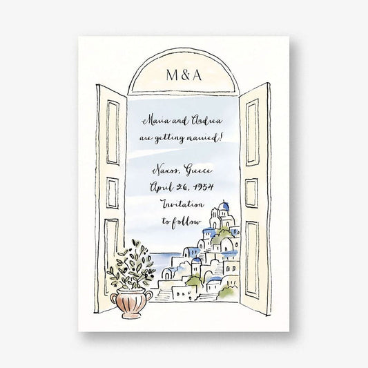Cornered Dates Save The Date Card