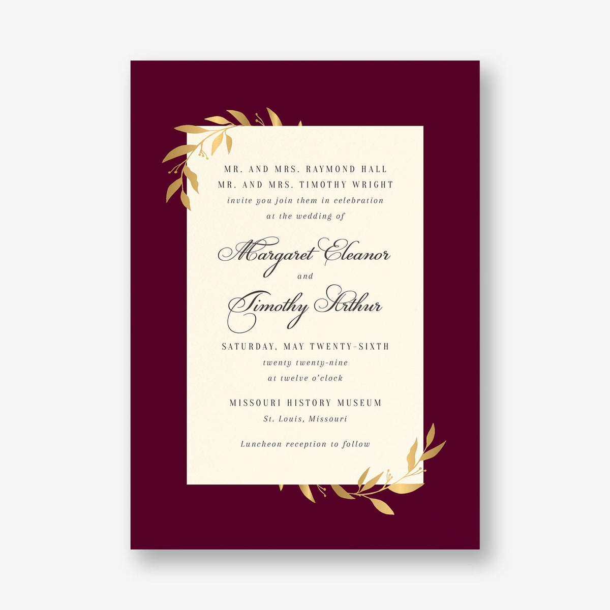 Wrapped Vines Foil Wedding Invitation