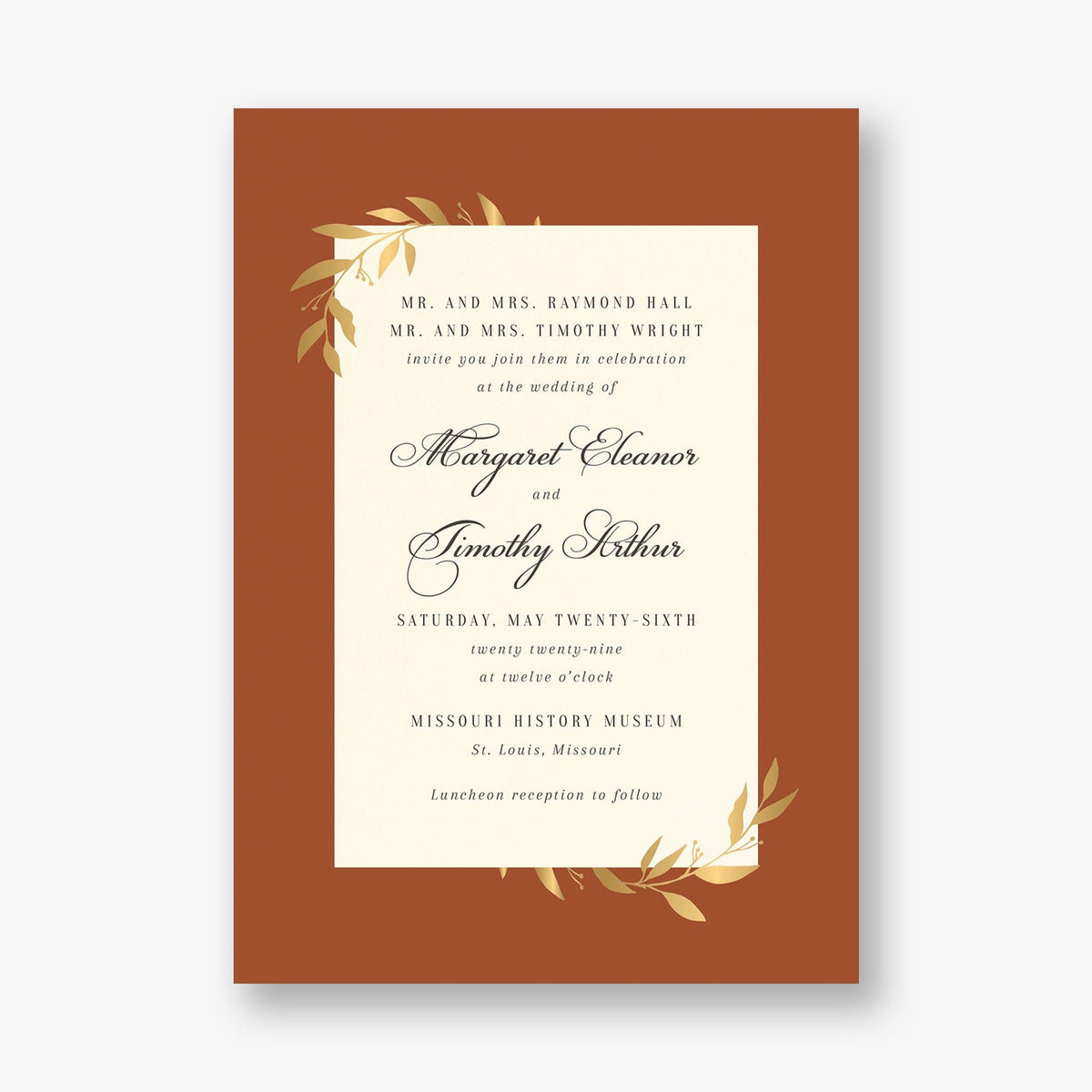 Wrapped Vines Foil Wedding Invitation