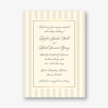 Posh Pinstripe Foil Wedding Invitation