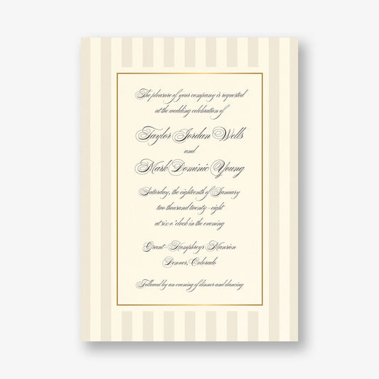 Posh Pinstripe Foil Wedding Invitation