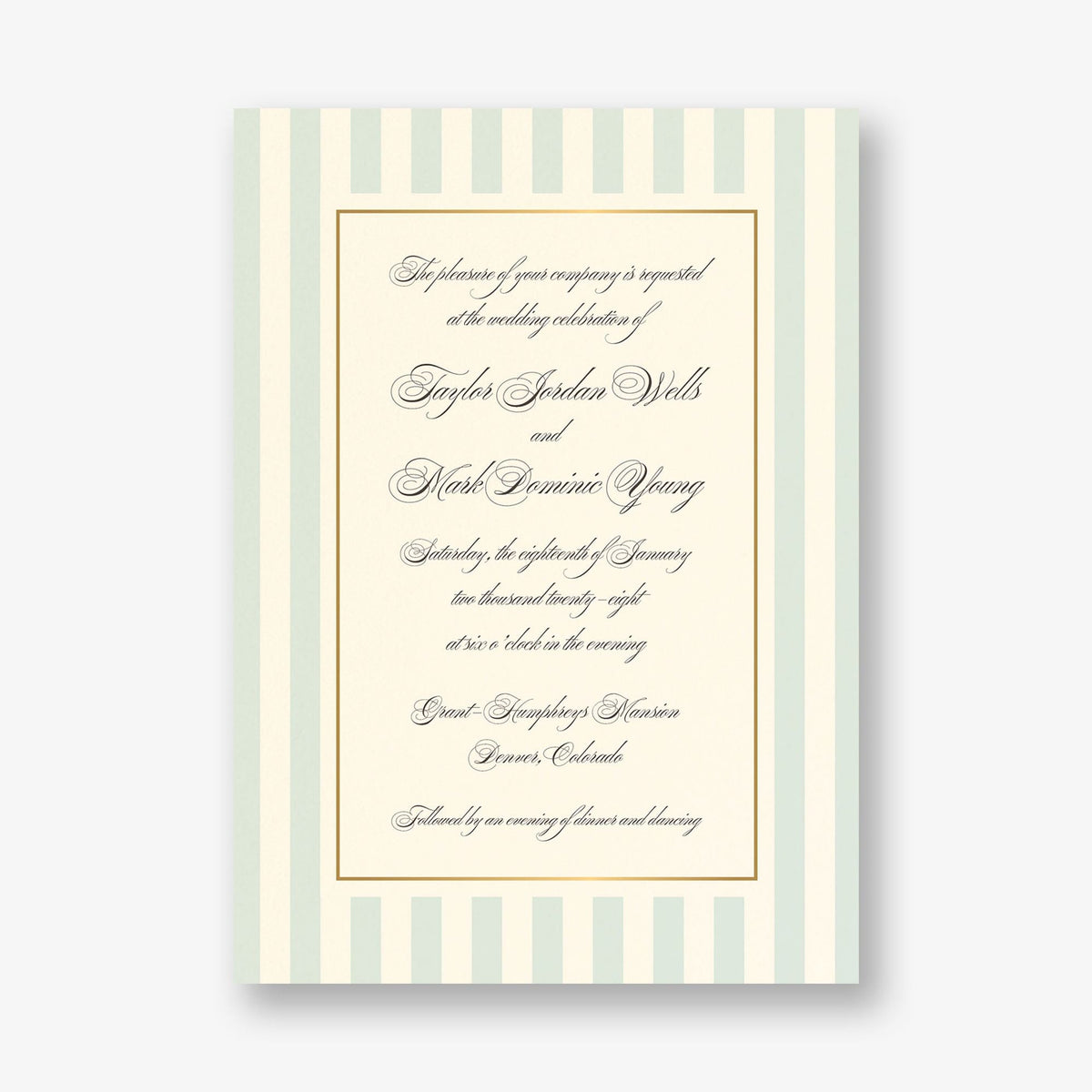 Posh Pinstripe Foil Wedding Invitation