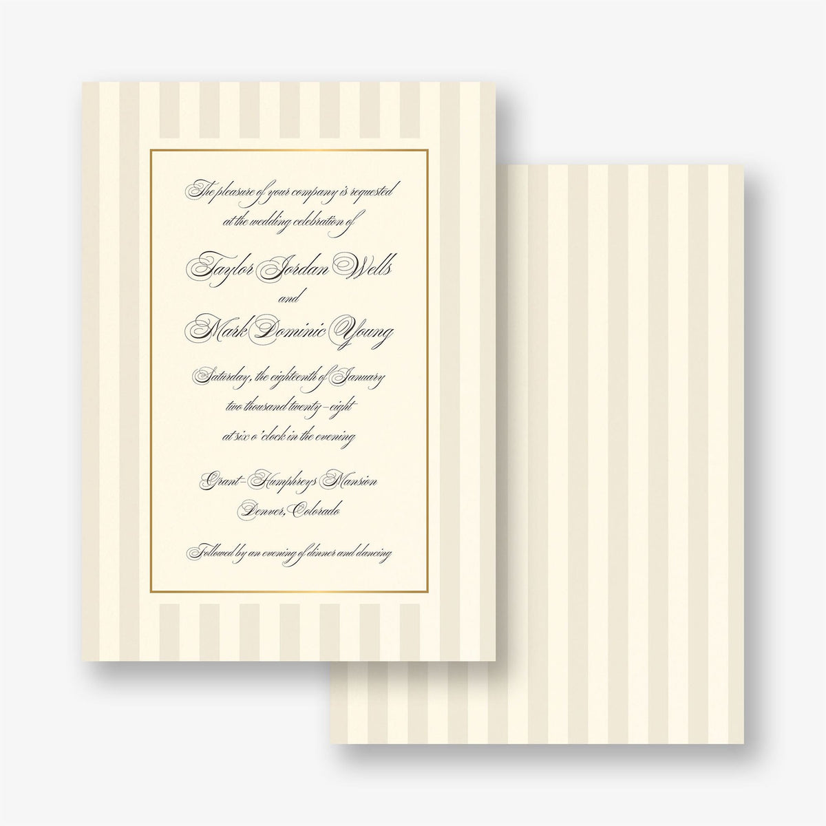Posh Pinstripe Foil Wedding Invitation