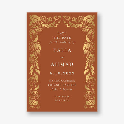 Bold Botanical Arch Foil Save the Date