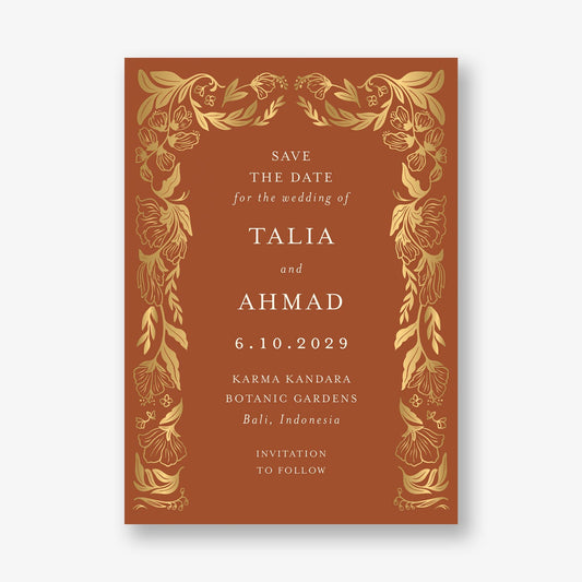 Bold Botanical Arch Foil Save the Date