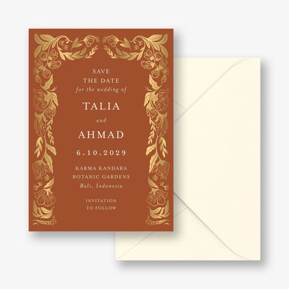 Bold Botanical Arch Foil Save the Date