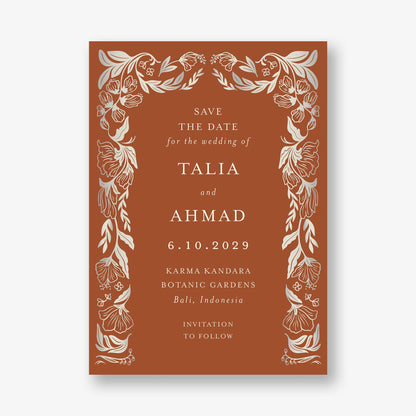Bold Botanical Arch Foil Save the Date