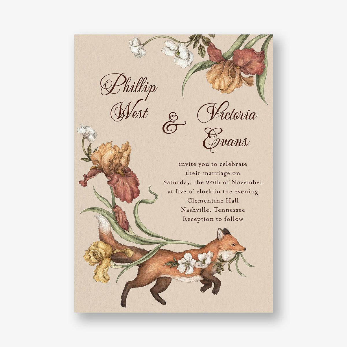 Fox and Florals Wedding Invitation