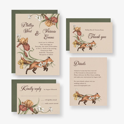 Fox and Florals Wedding Invitation