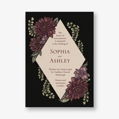 Moody Dahlias Wedding Invitation