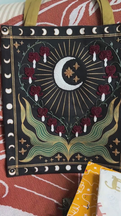 Bleeding Heart Beaded Tote Bag